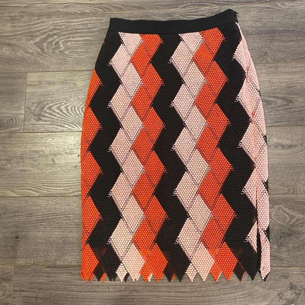 Sportmax black, pink and red pencil skirt